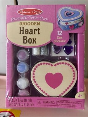Melissa & Doug Pink & Cream Wooden Heart Box Decor Kit
